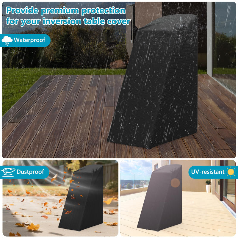 AKEfit Inversion Table Cover - Dustproof and Waterproof Inversion Equipment Protection Covers with Zipper,Fit Most Inverter Table-Indoor or Outdoor,28.3''L x 47''W x 63''H-Black Black