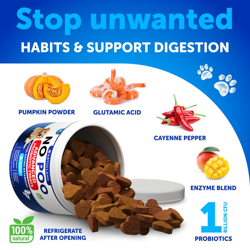 No Poo Chews for Dogs - Coprophagia Stool Eating Deterrent - Stop Eating Poop Treats with Probiotics, Digestive Enzymes, Pumpkin - Prevent Dog, Puppy from Eating Poop - Gut Health Support Supplement 120 chews Pecking Duck