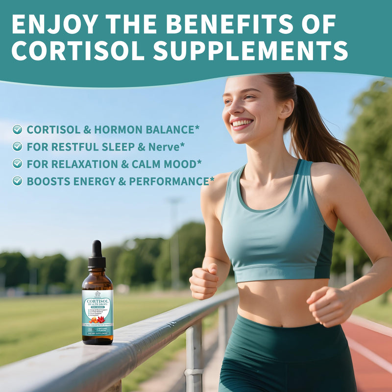 (2 Pakc) Cortisol Supplements for Women, Cortisol Liquid Drops w.Ashwagandha Rhodiola Rosea Magnesium L-Theanine Phosphatidylserine Black Peper, Hormone Balanced & Lower Cortisol 2 Fl Oz (Pack of 2)