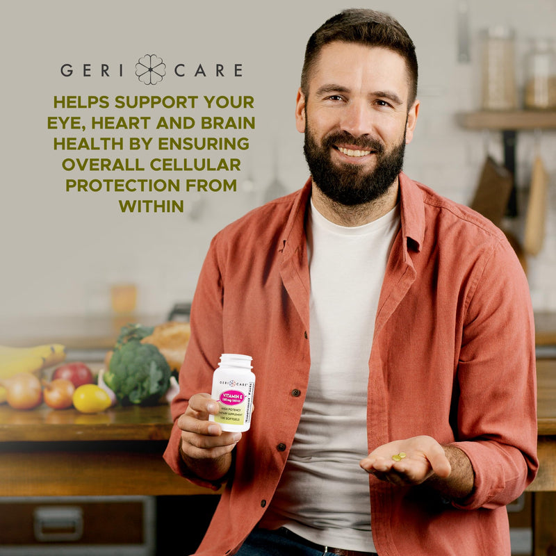 GeriCare High-Potency Vitamin E Capsules – 400 IU for Skin & Immune Support, 180mg | 100 Count | Organic Vitamin E for Women and Men 100 Count (Pack of 1) Softgel - 180mg