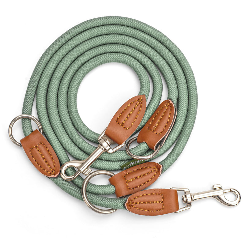 Quiet green dog leash for small dogs | 2 meters | 3-way adjustable | Only 160g light | Lead line 2m | Sage Green Hoary Green - BeesActive Australia