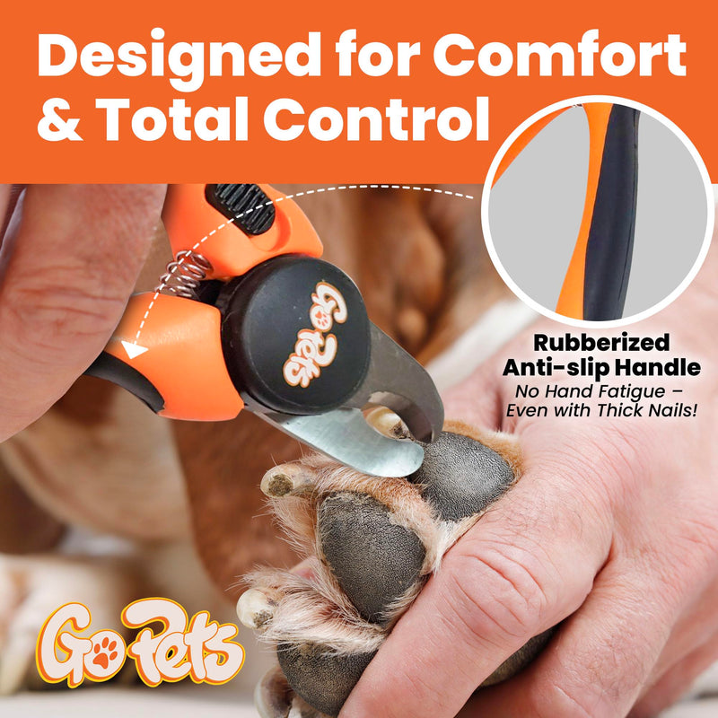 GoPets Dog Nail Clippers, Professional Pet Nail Trimmer for Large Dogs and Cats with Quick Sensor Safety Guard, Heavy Duty Stainless Steel Blades, Non-Slip Handle, Built-in File for Safe Grooming - BeesActive Australia