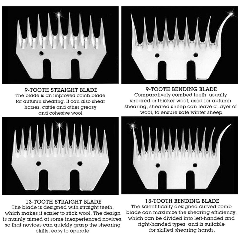 SONK Sheep Scissors Blades, Professional Universal Stainless Steel Shearing Blade 9/13 Teeth Straight/Curved Blade, Electric Wool Cutter Replacement Blades for Alpacas Goats (13 Teeth Straight Blade) - BeesActive Australia