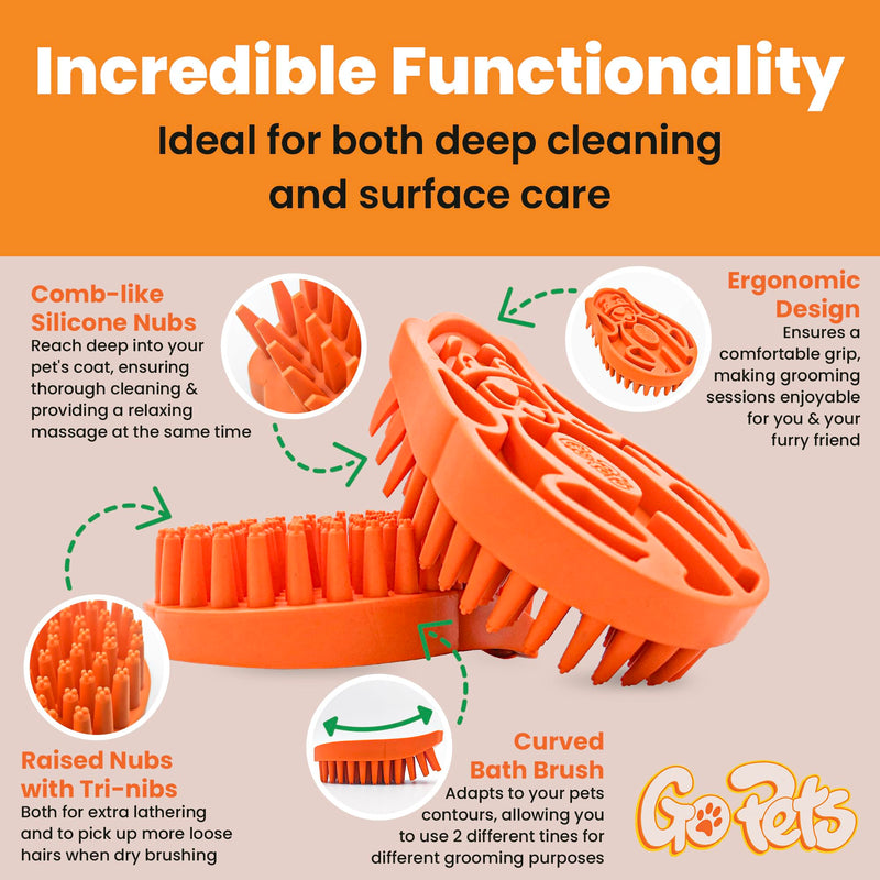 GoPets Curry Comb Bath Brush for Cleaning & Grooming, Silicone Shampoo Scrubber for Shedding & Massage, Pet Bath Supplies for Long & Short Hair Dogs & Cats - BeesActive Australia