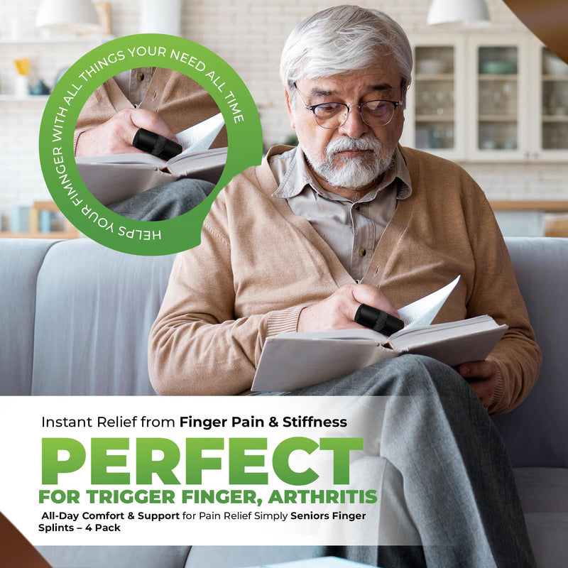 Trigger Finger Splint in Black - Set of 2 Splints & 2 Sleeves - Pain & Arthritis Relief - Brace for Trigger, Mallet & Broken Finger - Index, Middle, Ring - Adjustable Support for Injury & Sprain Regular Size - BeesActive Australia