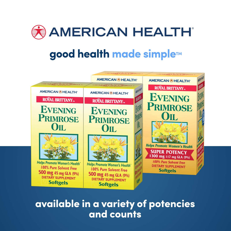 American Health Dietary Fiber Supplements, Royal Brittany Evening Primrose Oil, Pack of 2, 60 Count 60 Count (Pack of 2)