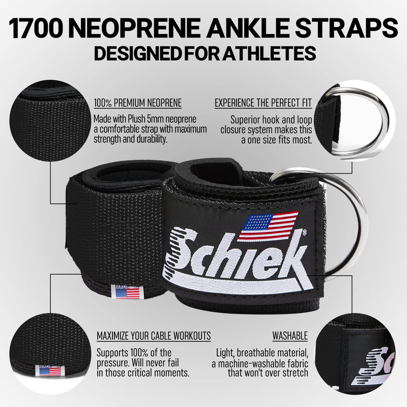 Schiek Sports Model 1700 Neoprene Ankle Straps Black