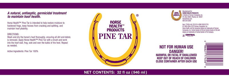 Flagline Horse Health Pine Tar, Natural Topical Antiseptic for Use on Horse Hooves, Helps Retain Moisture, Helps Keep Hooves from Cracking and Splitting, 32 Fluid Ounces - BeesActive Australia