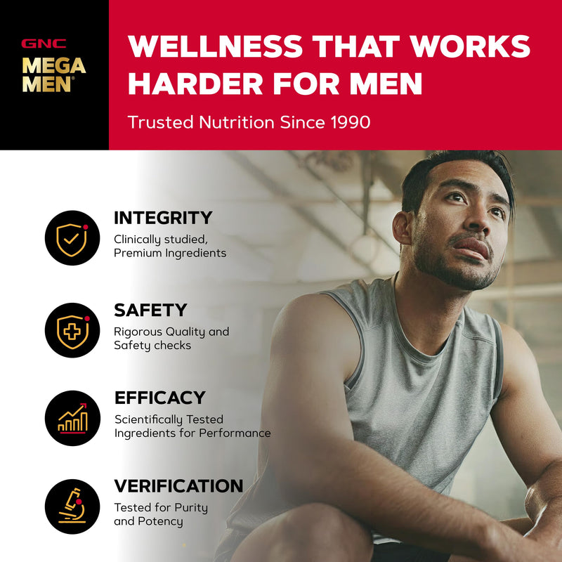 GNC Mega Men Soft Chew Multivitamin for Men | Energy & Metabolism Support | Gluten Free | Mixed Fruit | 60 Count | Supports Immune Health, Provides B Vitamins for Energy Production, Supports Carbohydrate Metabolism, Gluten-Free