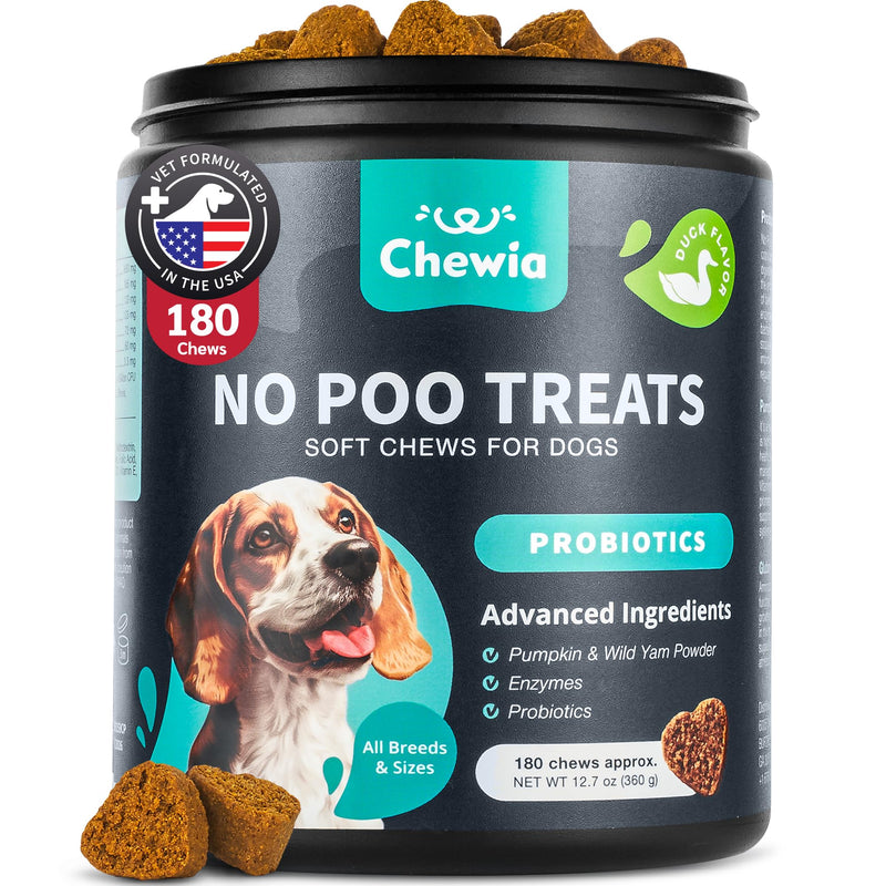 No Poo Chews for Dogs - Coprophagia Deterrent - Dog Probiotics for Digestive Health with Enzymes - Canine Stool Eating Deterrent - Digestive, Dental, Gut & Immune Health Treats - No Poop Eating 180 count No Poo Chews for Dogs