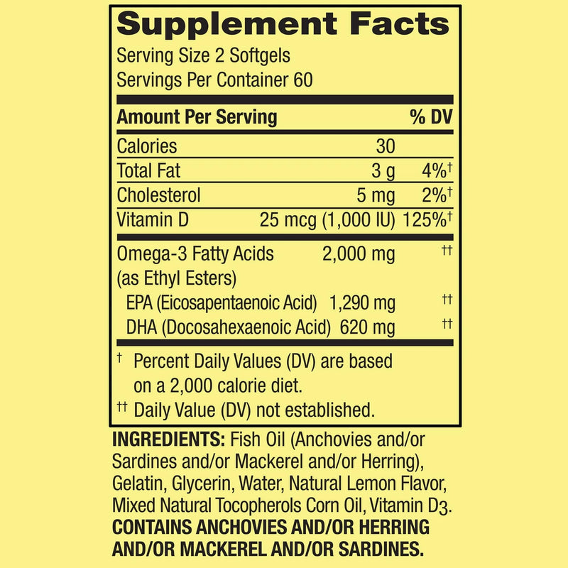 Spring Valley Omega-3 from Fish Oil 2000 mg for Eye Brain Bone & Heart Health Dietary Supplement Softgels, 120 Count, Bundle with Luall's 45 Diabetes Decoded