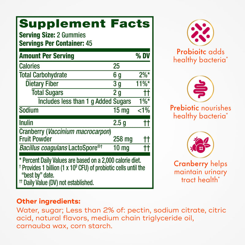 Align Probiotic, Women's Dualbiotic, Womens Probiotic Gummies, Prebiotics and Probiotics for Women, with Cranberry for Urinary Tract Health*, Cranberry Flavor, 90 Gummies 90 Count (Pack of 1)