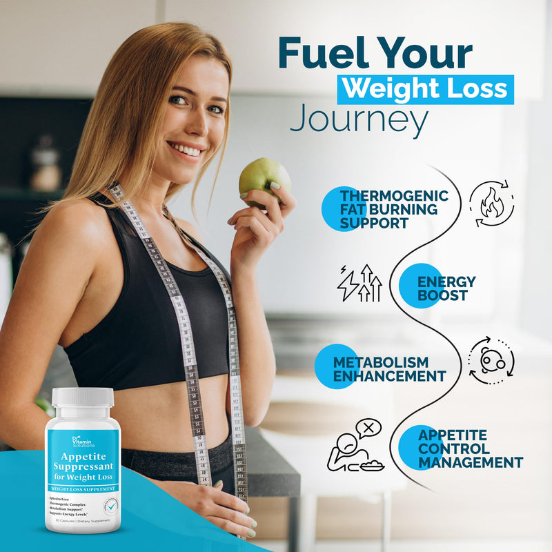 DR VITAMIN SOLUTIONS Appetite Suppressant for Weight Loss - Pills for Women w/Garcinia, Ginger Root, Guarana - Fat Burners, Metabolism Booster for Women & Men (1 Bottle, 30 Capsules) 30 Count (Pack of 1)