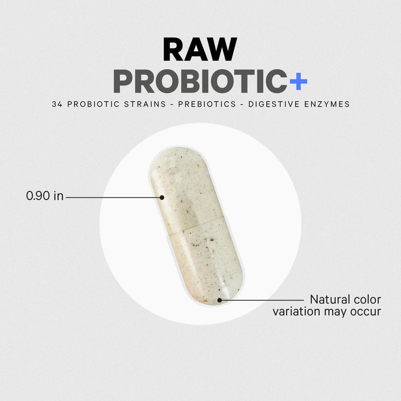 Codeage Raw Probiotic+ – 100 Billion CFU Probiotic Supplement with 34 Strains, Prebiotics & Digestive Enzymes, Wild Kefir Culture, Non-GMO – 30 Capsules