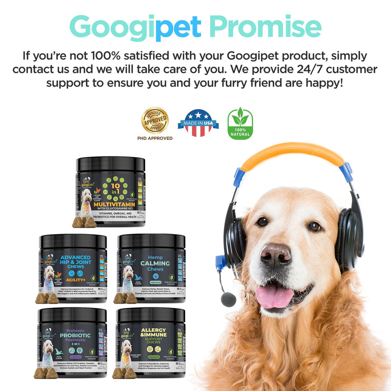 Googipet Daily Hemp Calming Chews for Dogs - Separation Anxiety Relief for Dogs, Non-Drowsy Dog Calming Chews Dog Anxiety Relief Treats with Valerian Root, & Hemp
