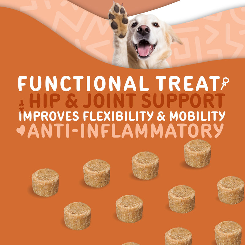 waggedy Hip and Joint Turmeric – Complete Dog Supplements for Joints with Glucosamine, MSM, HA & Omega Fatty Acids — Daily Glucosamine for Dogs to Improve Flexibility & Mobility (120 Dog Chews) Turmeric Hip & Joint 120 Count