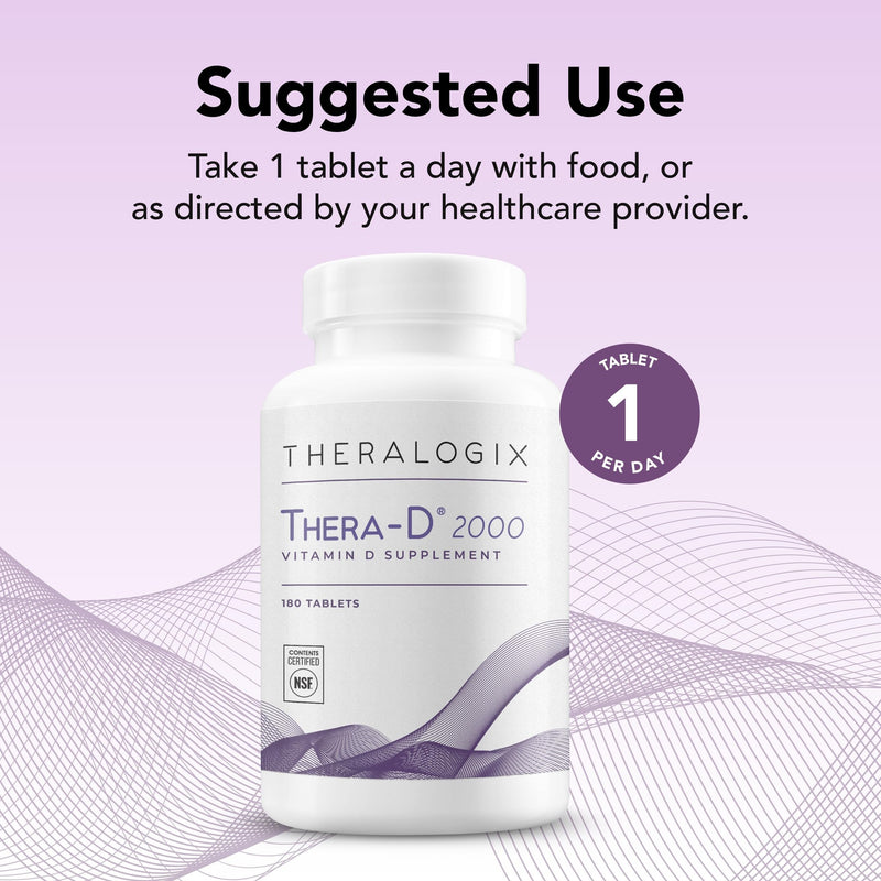 Theralogix Thera-D 2000 Vitamin D3 – Bone & Immune Health, NSF Certified | Provides 2,000 IU of vitamin D3 to help maintain healthy vitamin D levels for strong bones and immune function.*