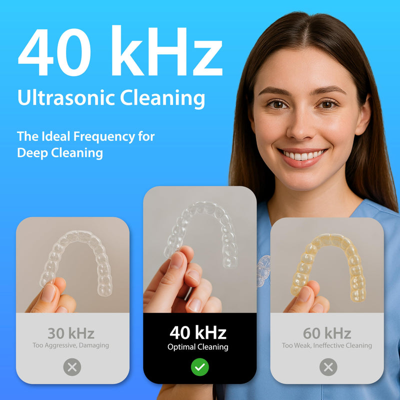 Magnasonic Ultrasonic Cleaner - 20oz Tank Ultrasonic Jewelry Cleaner & Ultrasonic Retainer Cleaner, Digital Timer, 5 Cleaning Modes for Glasses, Rings, Dentures, Tools, Aligners (UC22) Ultrasonic Machine White