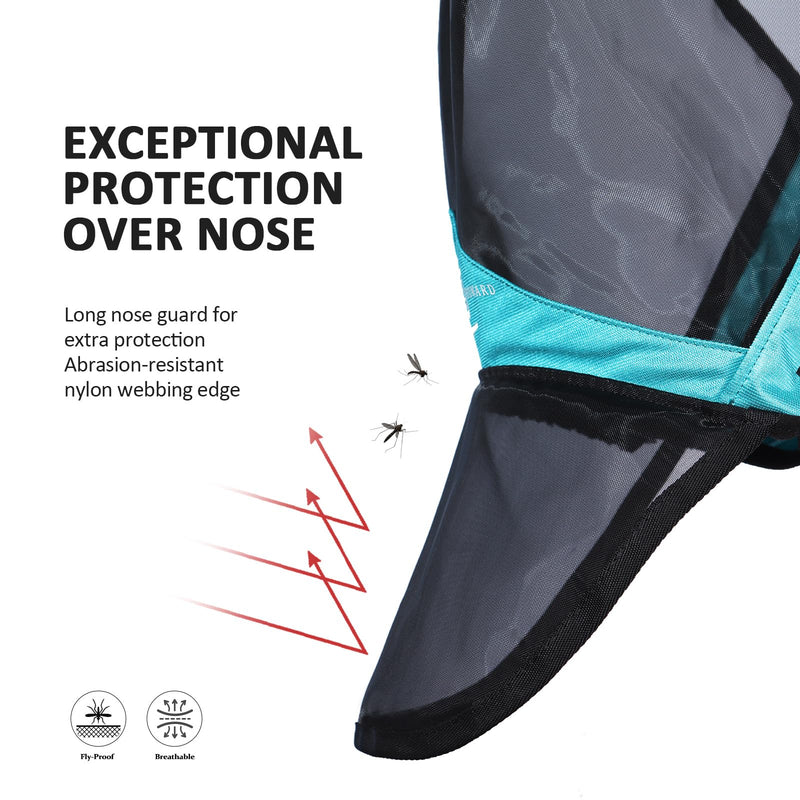 Harrison Howard Pro Luminous Horse Full Face Fly Mask Large Eye Space Long Nose with Ears UV Protection for Horse Teal L - BeesActive Australia