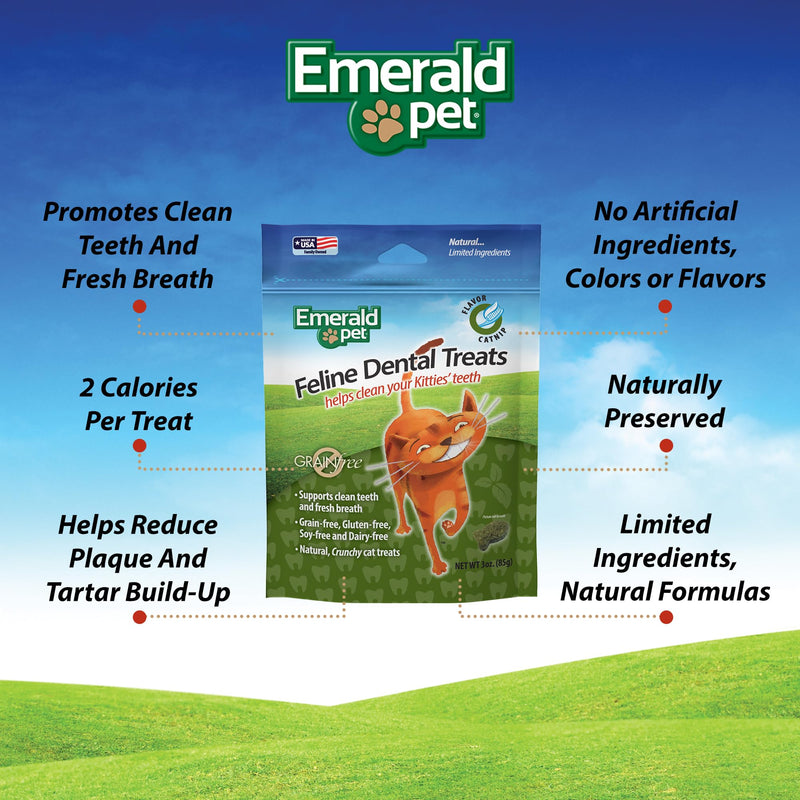 Feline Dental Treats — Tasty and Crunchy Cat Dental Treats Grain Free — Natural Dental Treats to Clean Cat Teeth, Freshen Cat Breath, and Reduce Plaque and Tartar Buildup — Catnip Treats, 3 oz - PawsPlanet Australia