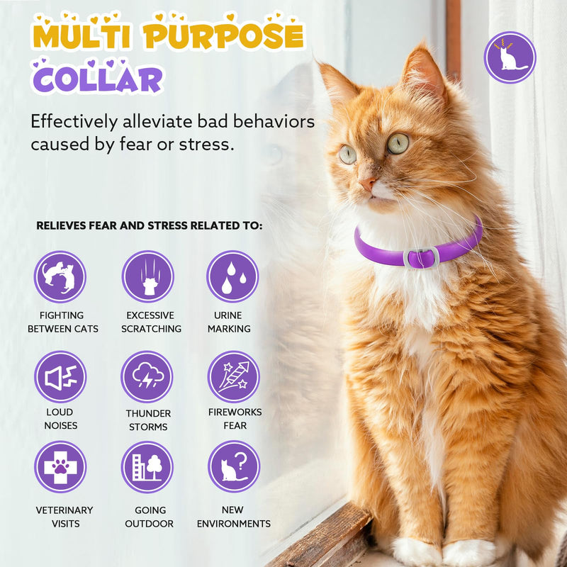 Abodiuss Calming Collar for Cats 4 Pieces, Adjustable Design Pheromone Embedded Calming Collar for Anxiety, Sentry Calming Collar Durable 120 Days, 18.9 Inch Collar (Cat) - BeesActive Australia