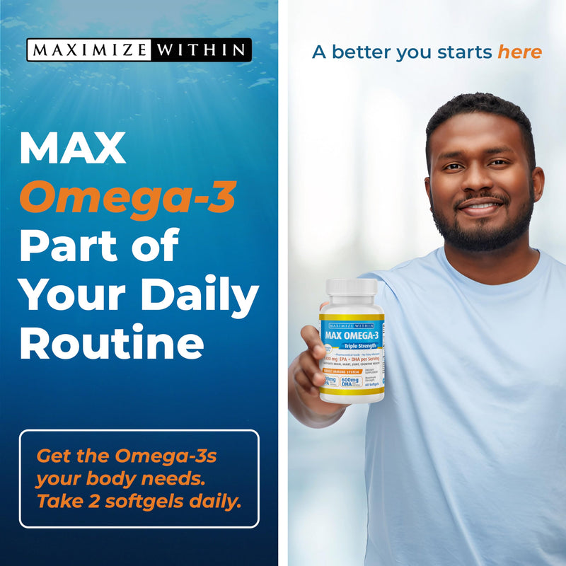 Maximum Slim Max Omega 3 Fish Oil Pills - Triple Strength Fish Oil Supplement (2000 mg Total Omega 3 Fatty Acids: 600mg DHA + 800 mg EPA per Serving)