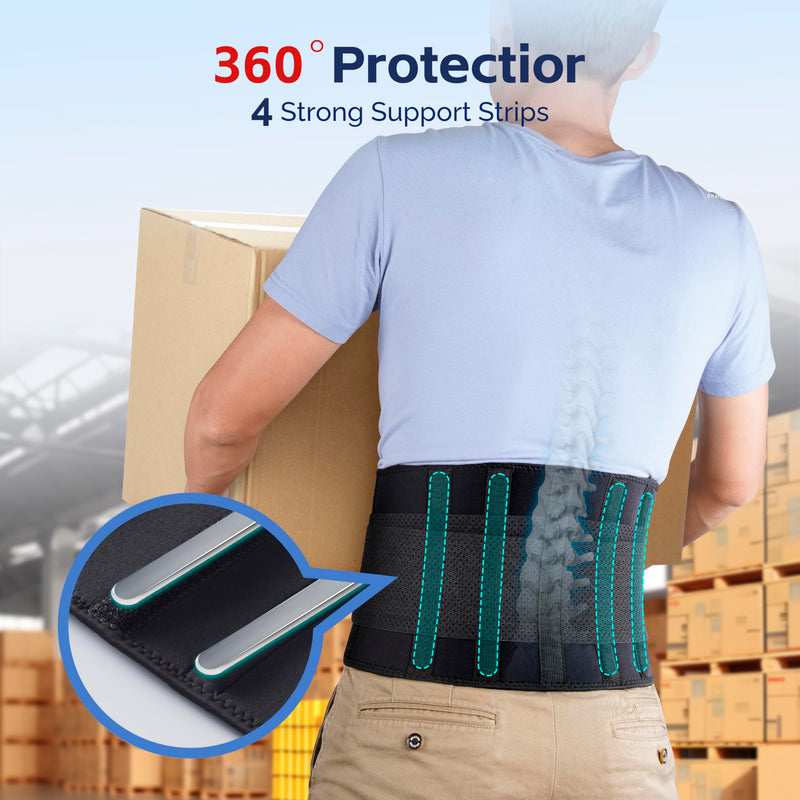 FEATOL Back Brace for Men Lower Back, Lumbar Support Belt- Back Pain, Adjustable Support Straps with Removable Lumbar Pad for Heavy Lifting Work, Plus Size(Black, L/XL Large/X-Large (Pack of 1) 3D Pad - BeesActive Australia