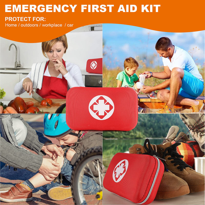 Small First Aid Kit, 300PCS Essential Emergency Trauma Medical Supplies Packed in a Red Waterproof Box, Perfect for Car Home Office Travel Outdoor Camping Hiking (Red) - BeesActive Australia