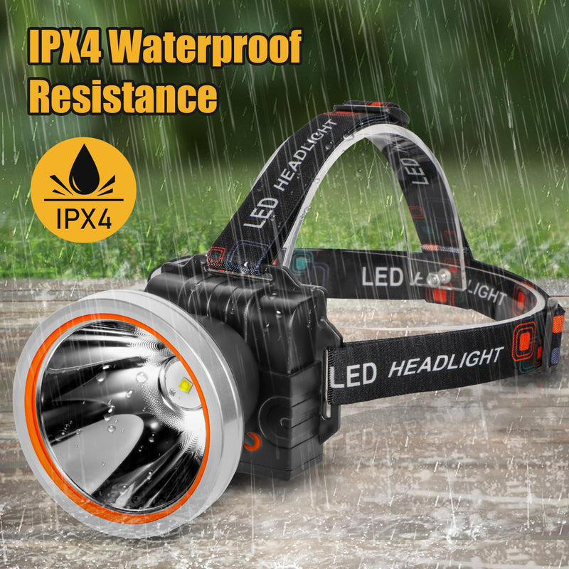 Kitness Ultra-Bright LED Headlamp,High Power Rechargeable Waterproof Headlight with 2 Light Modes for Outdoor Activities,Perfect for Camping, Hiking, Running, Emergencies (Silver Style-Yellow Light) Silver Style-Yellow Light