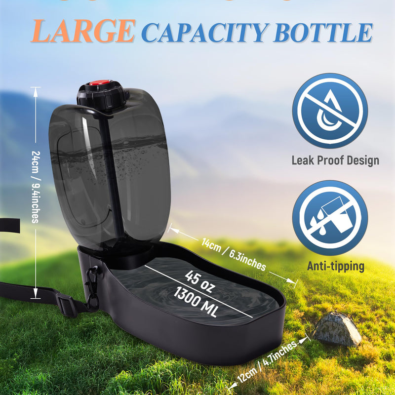 Dog Water Bottle with Bowl, 45oz Portable Dog Water Dispenser for Walking, Foldable Travel Dog Water Bowl for Puppy, Small, Medium & Large Dogs, Leak Proof, Food Grade Plastic, Easy to Clean - BeesActive Australia