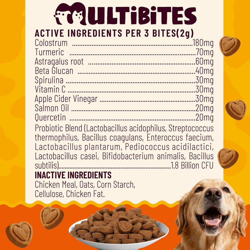 220g Dog Allergy Chews & Immune Support - Natural Ingredients with Turmeric for Dogs & Fish Oil - Anti Itch Dog Chews - For Puppy, Small Medium & Large Dogs