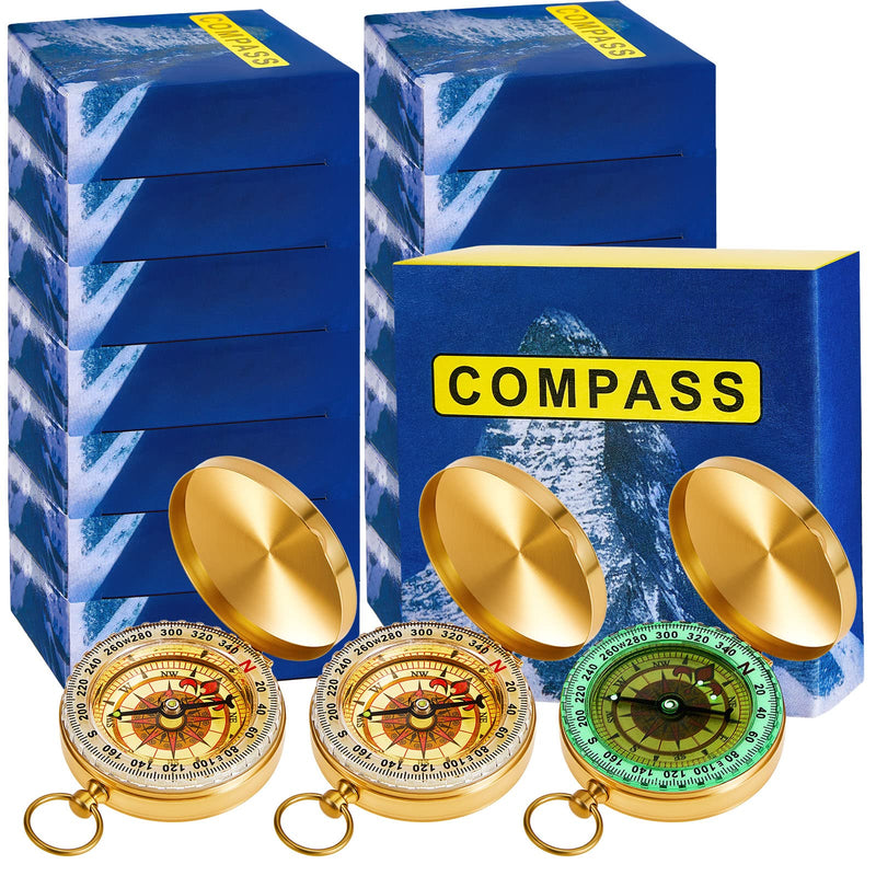 Dunzy Camping Survival Compass Glow in The Dark Metal Pocket Compass for Hiking Military Navigation Tool for Hiking Hunting Climbing Camping Party Favor Supplies 12