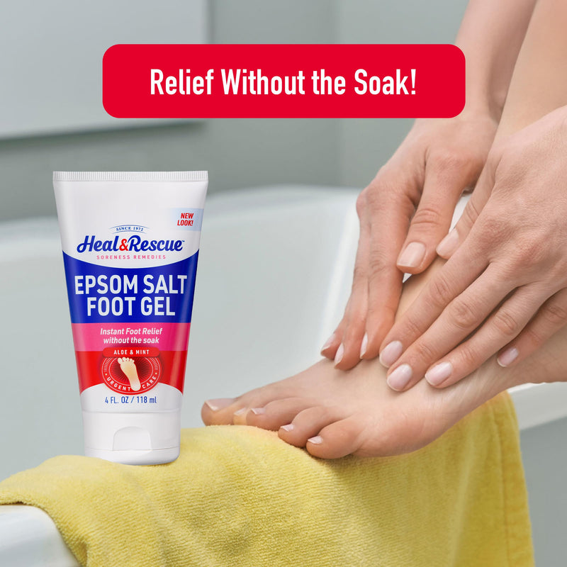 Heal&Rescue Epsom Salt Foot Gel, 4 Ounce, Soothing Relief for Painful, Tired, Aching Feet, Ditch the Foot Bath for Instant Relief 4 Fl Oz (Pack of 1) - BeesActive Australia