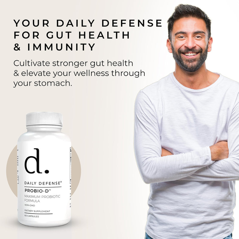 Probiotic Immune Support Supplement - Daily Probiotics for Men with Constipation & Gas - Digestion and Bloating Supplement & Probiotics for Women - 60 Capsules, PROBIO-D