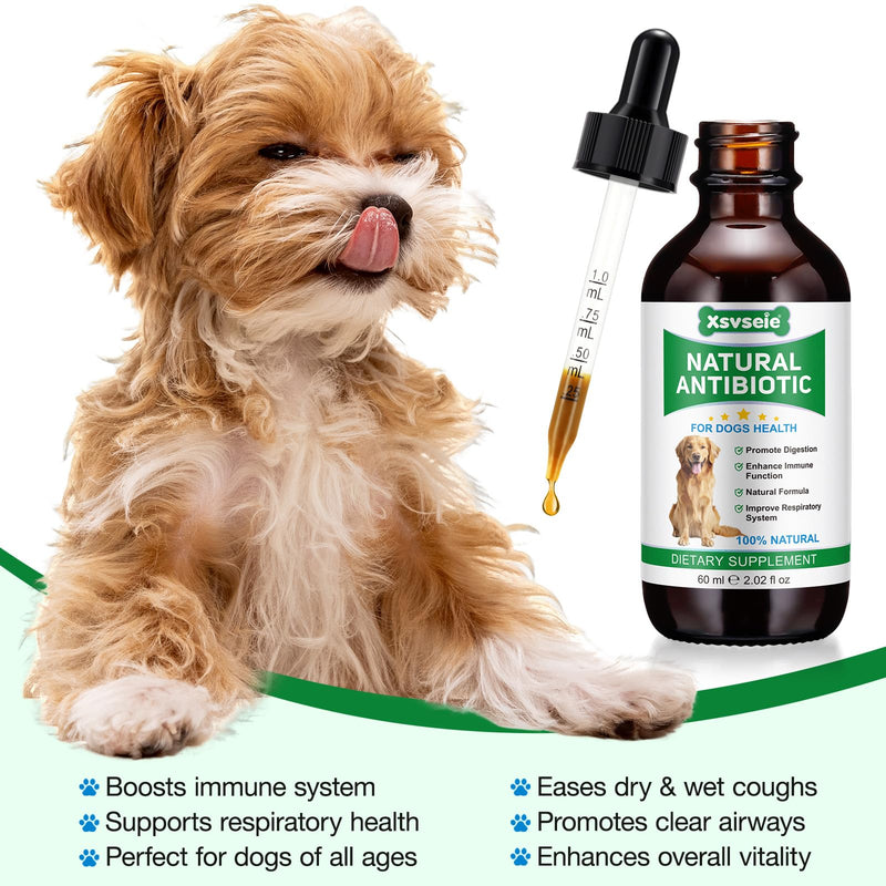 Antibiotics for Dogs, 60ml Natural Antibiotics For Dogs Ear Infection Supports Dog Allergy Relief & Itch Relief, Yeast Infection Treatment for Dog, Enhance Immune Function, Improve Respiratory System