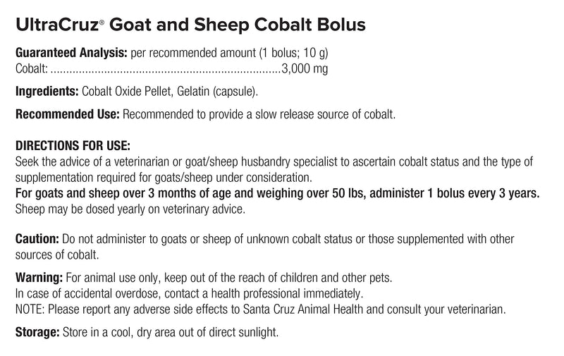 UltraCruz sc-394507 Sheep and Goat Cobalt Bolus Supplement, 25 Count X 10 Grams - PawsPlanet Australia