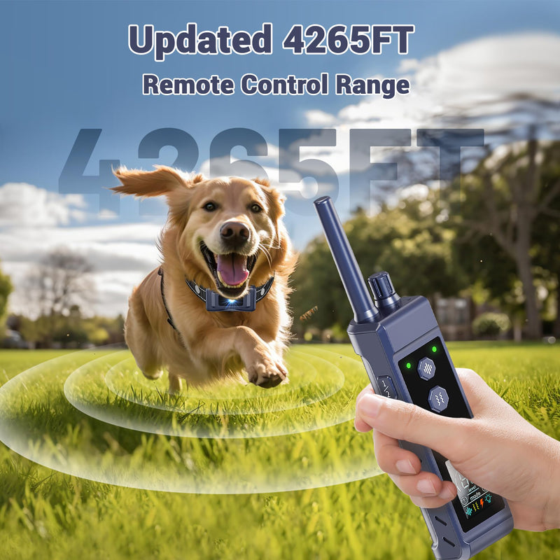 Shock Collar for Dogs - 4265ft Waterproof Training Collar with Flashing Light for Small Medium Large Dogs with Rechargeable Remote, Beep (1-8), Vibration(1-16), Safe Shock(1-99) (Black) Black - BeesActive Australia