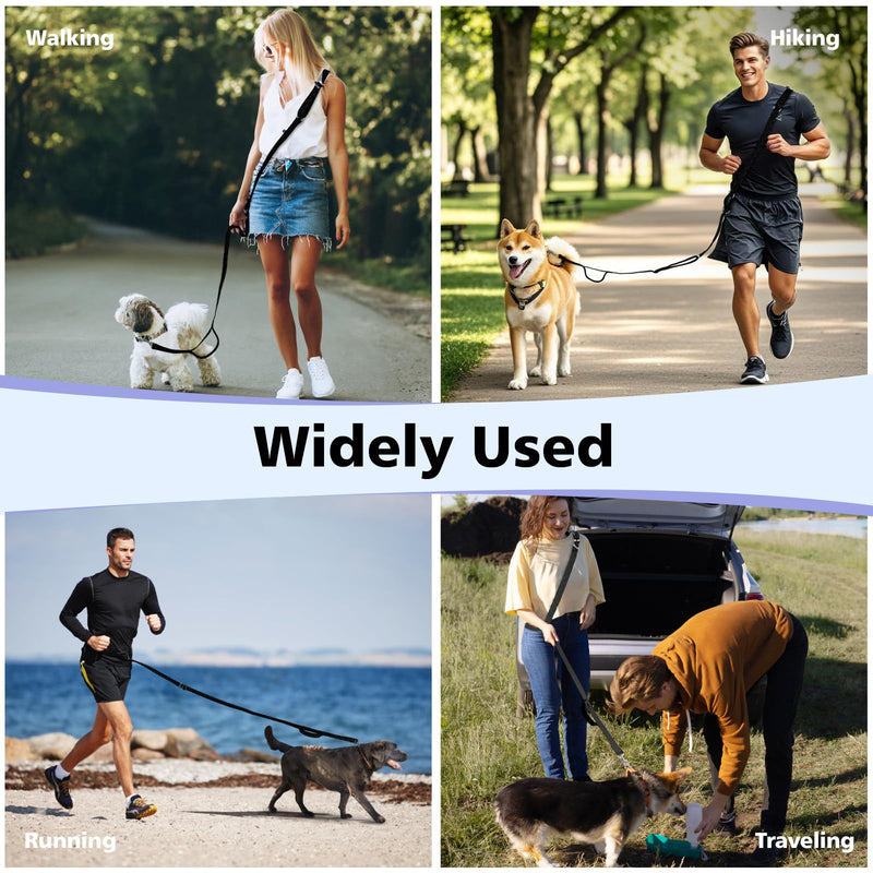 Hands Free Dog Leash with Sponge Handle, 8.5ft Versatile Crossbody Waist Leash with 3 Rings for Puppy, Small & Medium Dogs, Easy Adjust Hands Free Leash for Running Jogging Walking, Black - BeesActive Australia