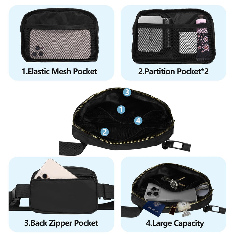 Waist Pack for Running Fanny Pack forWomen and Men Gift and Men Crossbody Belt Bag Bum Bag with Adjustable Strap for Sports Light Purple Black+Grass Green 2 Pack Fanny Pack - BeesActive Australia