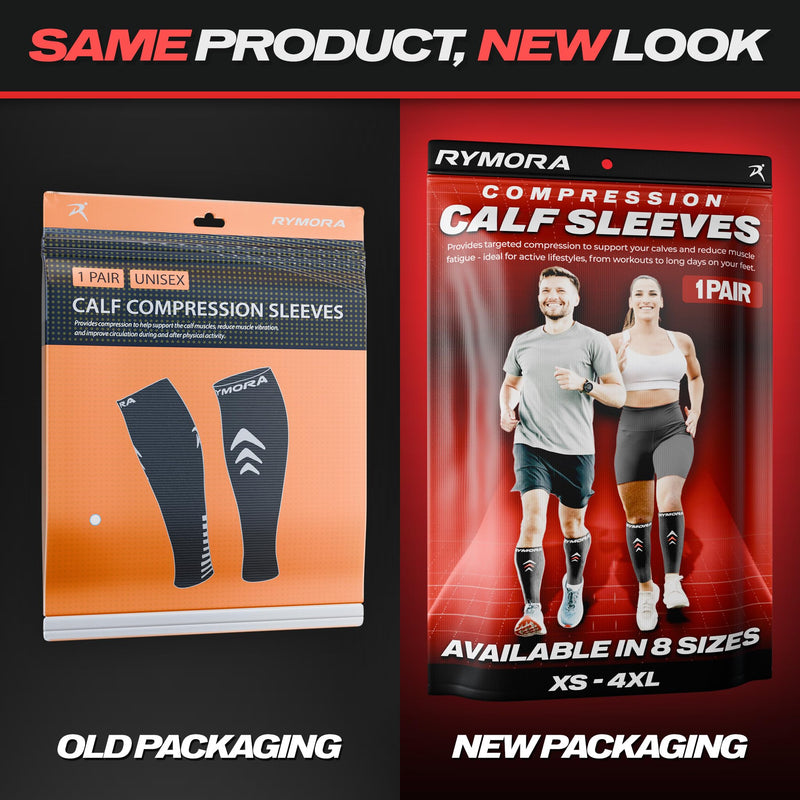 Rymora Calf Compression Sleeves Men Women - Leg Compression Sleeve Footless Socks - Shin Splint Relief Fitness Running Medium Black - BeesActive Australia