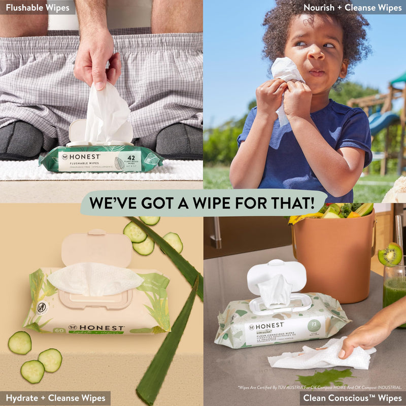 The Honest Company Plant-Based Snot Removing Wipes | Soothing Nose + Face Wipes with Aloe | Hypoallergenic for Sensitive Skin, EWG Verified | Fragrance Free, 60 Count 30 Count (Pack of 2) - BeesActive Australia