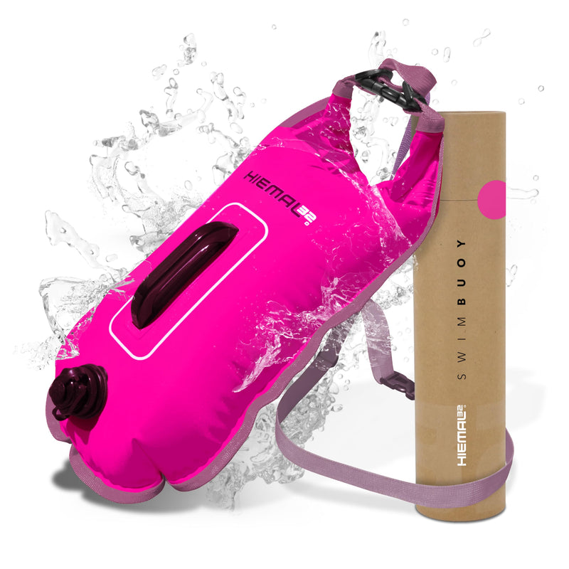 Swim Buoy for Open Water with Dry Bag 15L - Fully Waterproof Swim Bubble - Be Safe with Higher Visibility, Toughened Nylon and Rest Handle Swimming Buoy - Open Water Buoy for All Season Swimmers Pink - BeesActive Australia
