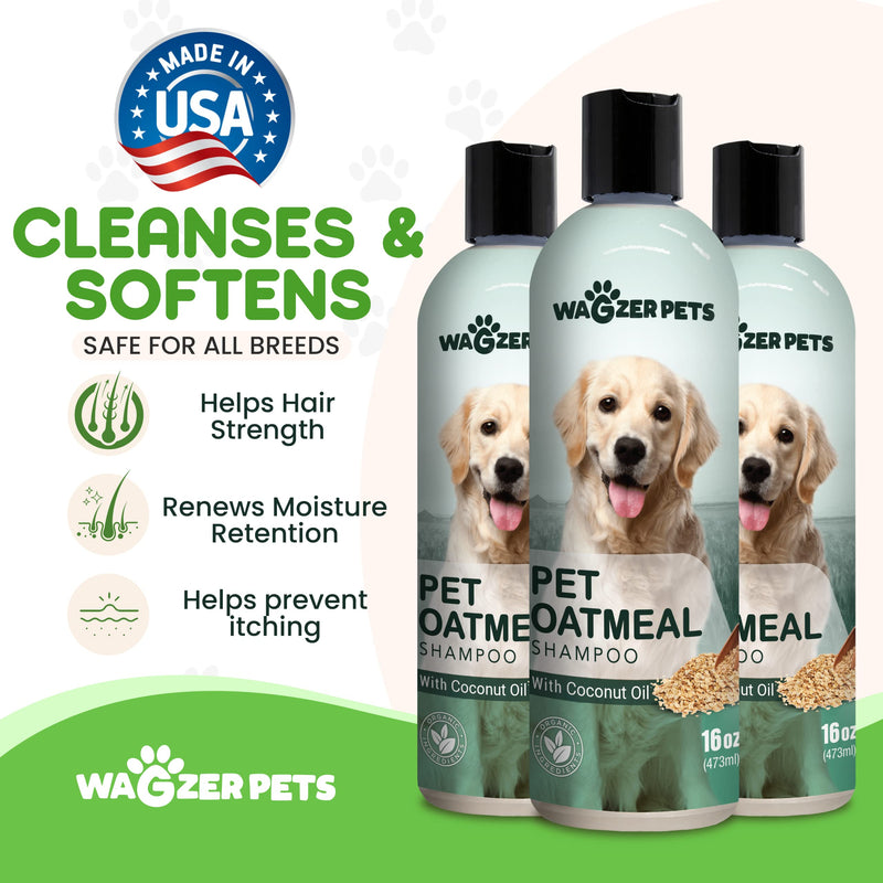 Oatmeal Dog Shampoo with Coconut Oil for Dogs | Soothing Dog Shampoo for Itching and Dry Skin | Oatmeal Bath Hypoallergenic and Gentle Pet Care for Sensitive Skin and Coat | 16 oz - PawsPlanet Australia