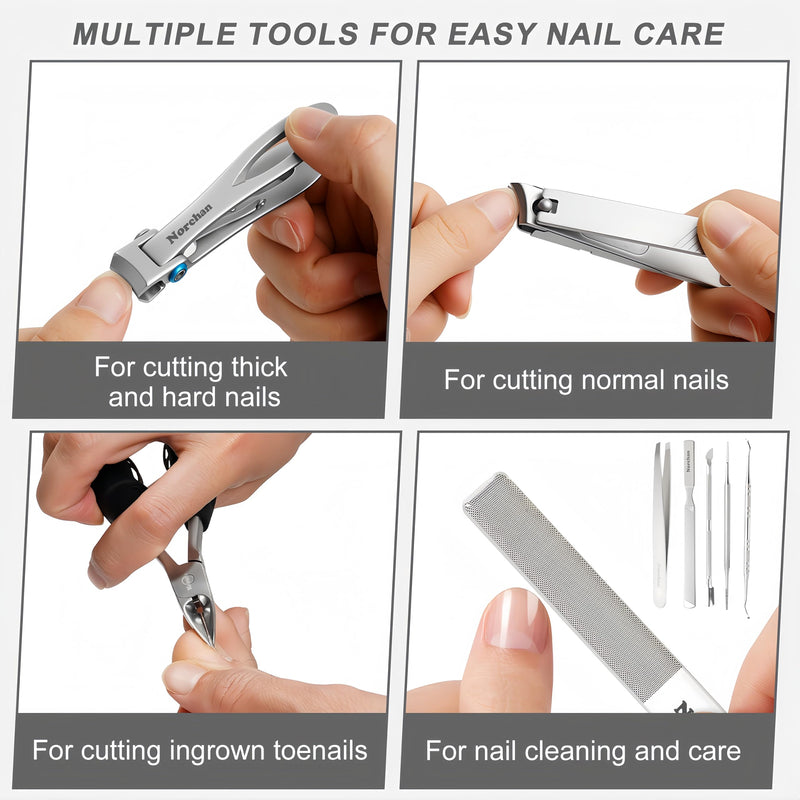 Nail Clippers Kit, 8-Piece Stainless Steel Toenail & Fingernail Clipper with Nail File & Cleaner, Precision Sharp Blade for Easy Clean Cut, Ideal for Men, Women, Seniors, Gift Pack - BeesActive Australia
