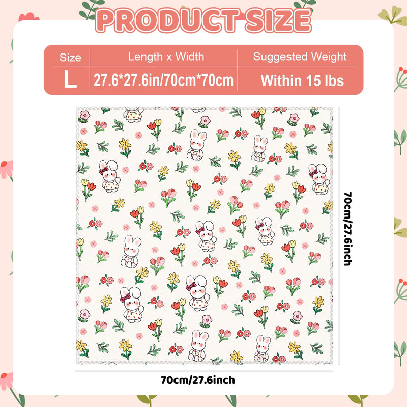 27.6" Cat Grooming Wrap for Cutting Nails, Rabbit Pattern Self-Adherent Fabric Wrap for Cats, Anti-Scratch Anti-Escape Multifunctional Cat Swaddle Tool for Teeth Brushing, Ear Cleaning L-27.6inch (within 15lbs)