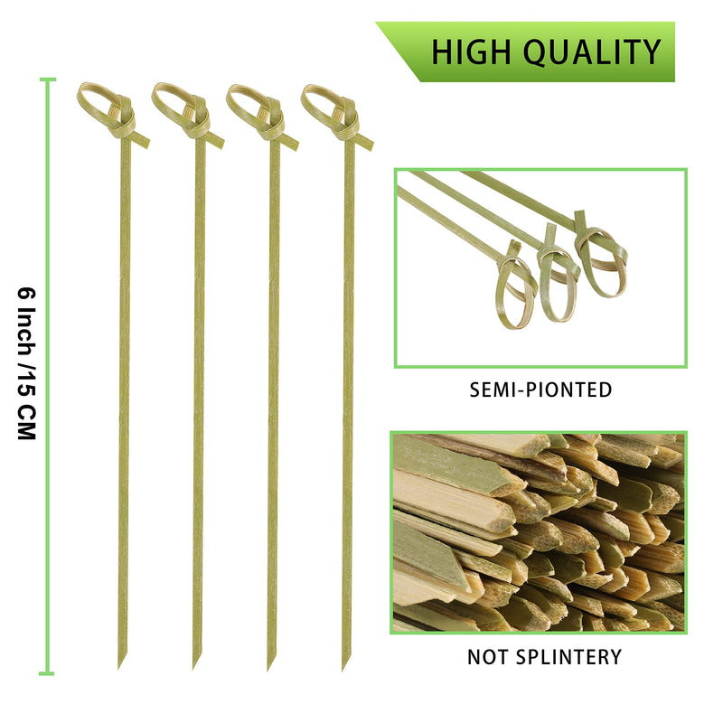 200 PCS Cocktail Picks, 6 Inch Toothpicks for Appetizers, Natural Bamboo Knot Skewers, Mini Food Sticks, Fancy Tooth Picks for Drinks, Fruit, Charcuterie, Cocktail Garnish Accessories, Party Supplies Knot 6 Inch 200 Pcs - BeesActive Australia