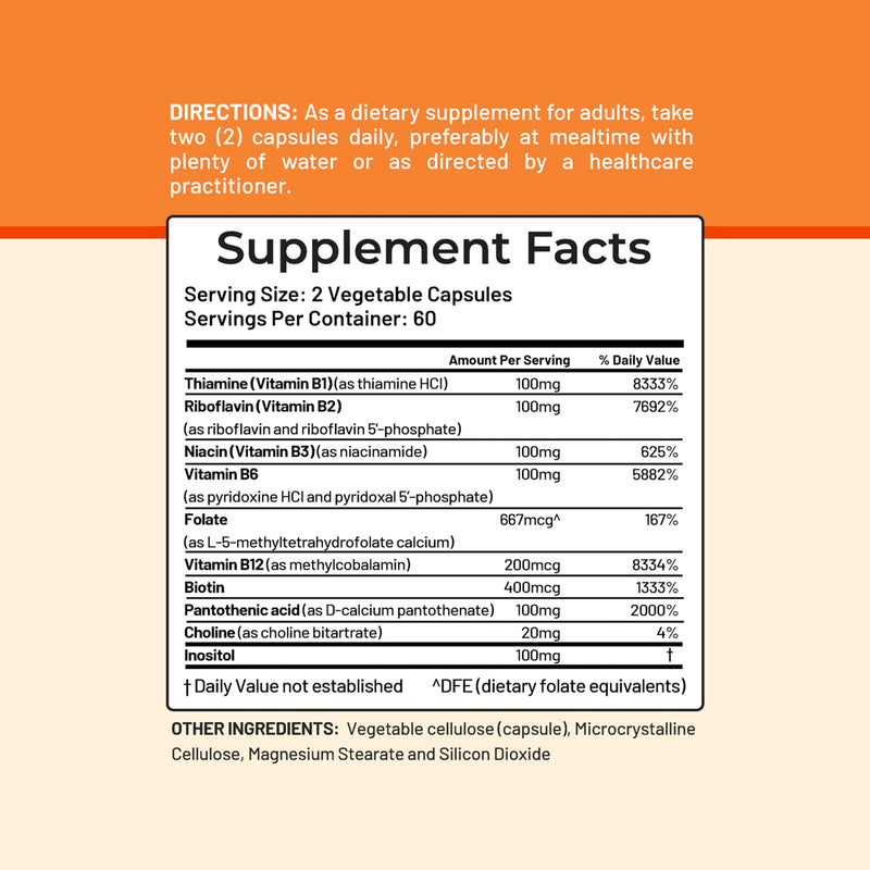 Active B-Complex with Methylated B9 & B12 – 120 Vegan Capsules