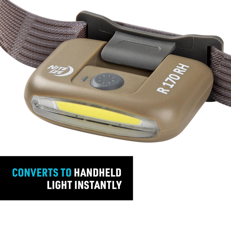 Nite Ize Radiant 170 Rechargeable Headlamp - Durable Headlamp with Rechargeable 170 Lumen Light - Great for Camping, Hiking & at-Home Projects - Coyote