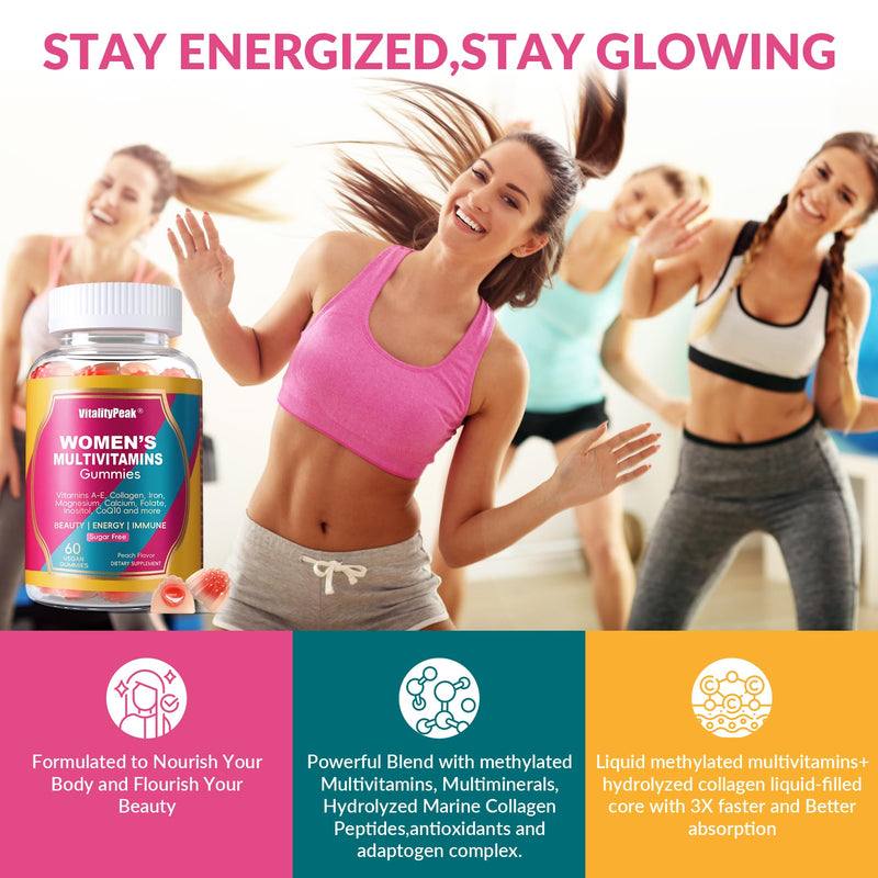 Methylated Multivitamin Gummies for Women | Women’s Multivitamin Gummies with Methylated Folate, Iron, Biotin & Inositol | Sugar Free Women’s Daily Vitamin for Energy, Immune, Hair & Skin | 60 Ct 60 Count (Pack of 1)