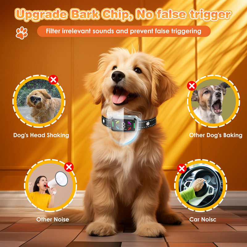 Dog Bark Collar, Anti Bark Collar for Large Medium Small Dogs, Smart Bark Collar with Beep Vibration and Optional Shock, IP67 Waterproof Anti Barking Deterrent Device with 8 Sensitivity Levels - BeesActive Australia